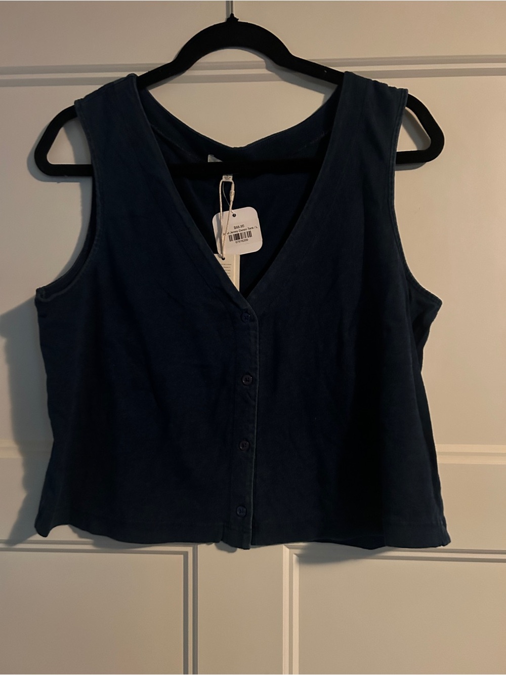 Z Supply Navy Button-Front V-Neck Tank